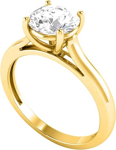 Solitaire Engagement Ring for Women's with IGI Certified Round Lab Grown Diamond in 14K Gold (Clarity : VS-SI, Color: G-H) in Kuwait
