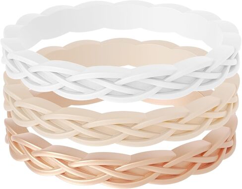 ThunderFit Silicone Rings Wedding Bands for Women, 2.9mm Wide, 1.8mm Thick, Women's Rubber Engagement Bands with Celtic Knot Design, 3-Pack in Kuwait