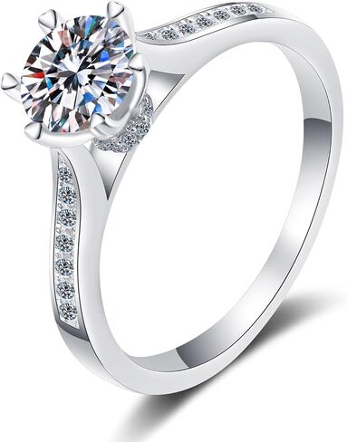 14K Gold Engagement Rings for Women with Dazzling 1 Carat Diamond | 6-Prong D-color Ideal Cut VVS2 Clarity | A Wedding Gift for Your Beloved in Kuwait