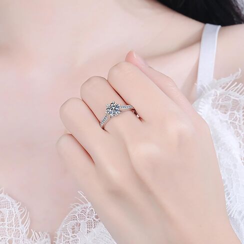 14K Gold Engagement Rings for Women with Dazzling 1 Carat Diamond | 6-Prong D-color Ideal Cut VVS2 Clarity | A Wedding Gift for Your Beloved in Kuwait