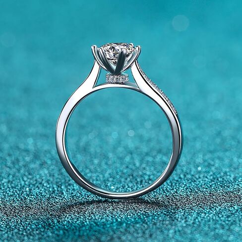 14K Gold Engagement Rings for Women with Dazzling 1 Carat Diamond | 6-Prong D-color Ideal Cut VVS2 Clarity | A Wedding Gift for Your Beloved in Kuwait