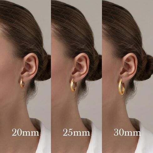 Fureylenx Gold Earrings for Women 14K Gold Hoop Earrings for Women Gold Hoops Earring for Womens Hoop Pointed Engraved Texture Hoops Earring for Womens 20/25/30mm in Kuwait