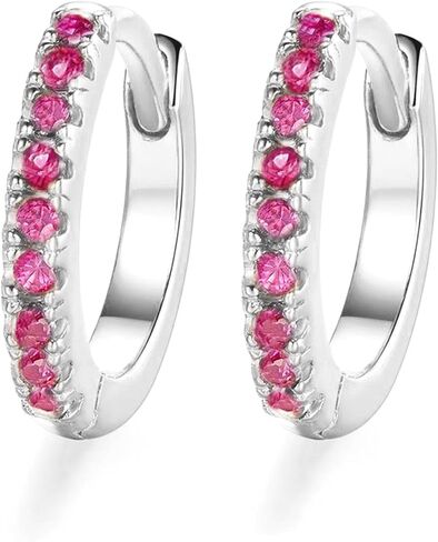Ruby Gold Hoop Earrings for Women 12mm – 14K Solid Gold or Sterling Silver Huggie Earrings – Hypoallergenic Small July Birthstone Jewelry Gift in Saudi Arabia
