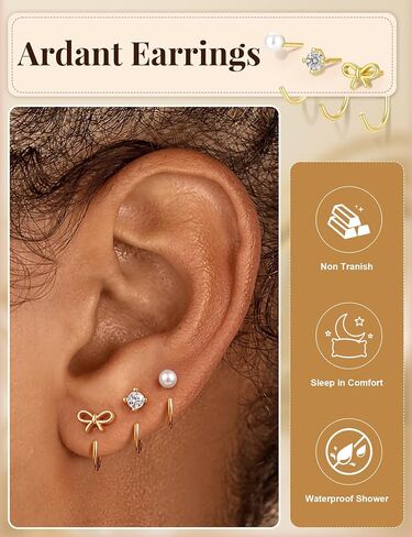 Freekiss 3 Pairs Backless Half Hoop Earrings Set for Women, Dainty 14K Gold Plated CZ Stay Close Hoop Earrings, Hypoallergenic Huggie Stackable Earring for Everyday & Sleep Wear Jewelry Gift in Saudi Arabia