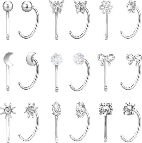 14K Gold Huggie Half Hoop Earrings,Cartilage Helix Open,Backless Earrings for Women,8 Pairs Hypoallergenic 316L Stainless Steel Jewelry Set,Trending Valentine's Day Gifts in Kuwait