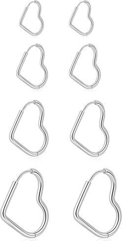 Surgical Steel Heart Huggie Hoop Earrings Sets for Women 14K Gold Plated Small Earrings Hypoallergenic Multiple Piercing for Waterproof and No Tarnish in Saudi Arabia