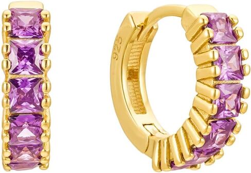 CAITLYNMINIMALIST 18K الذهب النابض بالحياة الملونة جينيفيف جوهرة الميلاد Huggie أقراط صغيرة مجوهرات هدية لها in Kuwait