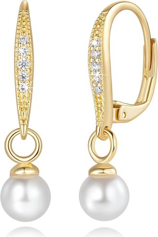 Pearl Earrings for Women 14K Gold Hoop Earrings for Women Gold Pearl Hoop Earring for Womens Pearls Hoops Shiny and Eye-Catching Creative Pearls Hoops Earring for Womens in Kuwait