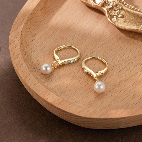 Pearl Earrings for Women 14K Gold Hoop Earrings for Women Gold Pearl Hoop Earring for Womens Pearls Hoops Shiny and Eye-Catching Creative Pearls Hoops Earring for Womens in Kuwait