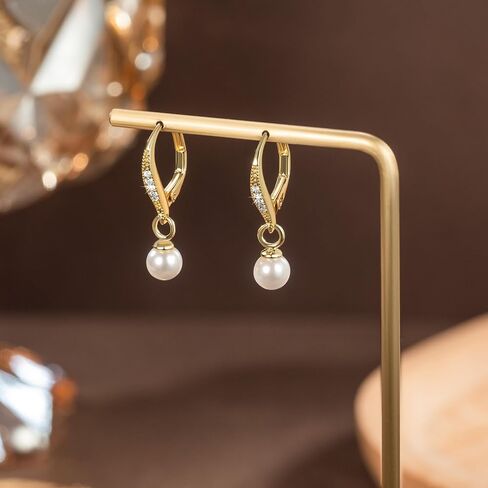 Pearl Earrings for Women 14K Gold Hoop Earrings for Women Gold Pearl Hoop Earring for Womens Pearls Hoops Shiny and Eye-Catching Creative Pearls Hoops Earring for Womens in Kuwait