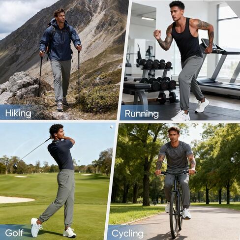 MERIDIANO Mens Hiking Pants Lightweight Quick-Dry Nylon Stretchy Joggers with Zipper Pocket Active Pants Outdoor Gym Travel in Saudi Arabia