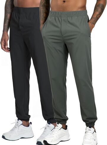 MERIDIANO Mens Hiking Pants Lightweight Quick-Dry Nylon Stretchy Joggers with Zipper Pocket Active Pants Outdoor Gym Travel in Saudi Arabia