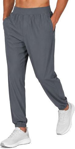 MERIDIANO Mens Hiking Pants Lightweight Quick-Dry Nylon Stretchy Joggers with Zipper Pocket Active Pants Outdoor Gym Travel in Saudi Arabia