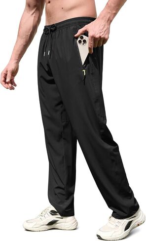 Tansozer Men's Sweatpants with Zipper Pockets Lightweight Hiking Pants Quick-Dry Outdoor Workout Athletic Joggers in Saudi Arabia