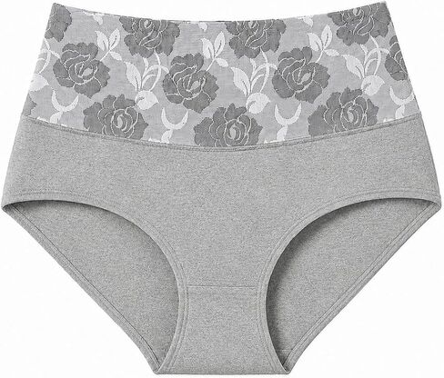 High Waist Tummy Control Panties for Women, Fashion Full Coverage Floral Print Briefs for Daily Wear in Kuwait