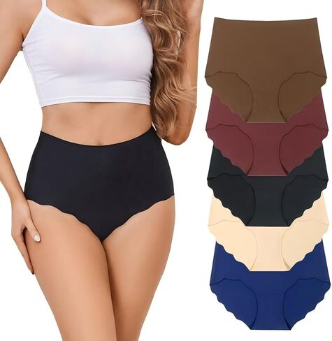 Women's Seamless Underwear High Waisted Full Coverage Ladies Panties 5-Pack in Kuwait