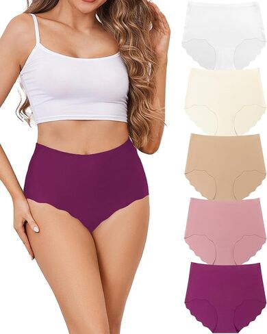Women's Seamless Underwear High Waisted Full Coverage Ladies Panties 5-Pack in Kuwait