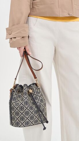 Tory Burch Women's T Monogram Bucket Bag, Tory Navy, One Size in Kuwait