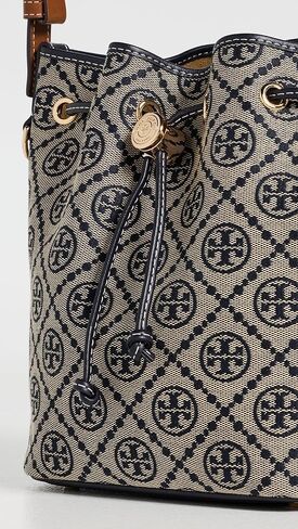 Tory Burch Women's T Monogram Bucket Bag, Tory Navy, One Size in Kuwait