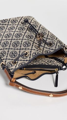 Tory Burch Women's T Monogram Bucket Bag, Tory Navy, One Size in Kuwait