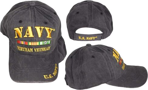 Trade Winds US Navy Vietnam Veteran Ribbon Grey Gray Cotton Embroidered Cap Hat - Officially Licensed in Kuwait