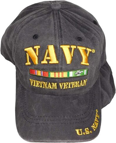 Trade Winds US Navy Vietnam Veteran Ribbon Grey Gray Cotton Embroidered Cap Hat - Officially Licensed in Kuwait