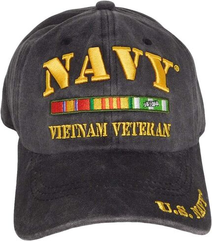 Trade Winds US Navy Vietnam Veteran Ribbon Grey Gray Cotton Embroidered Cap Hat - Officially Licensed in Kuwait