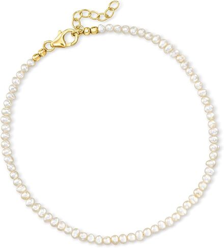 Ross-Simons 3-4mm Cultured Pearl Anklet in 18kt Gold Over Sterling. 9 inches in Kuwait
