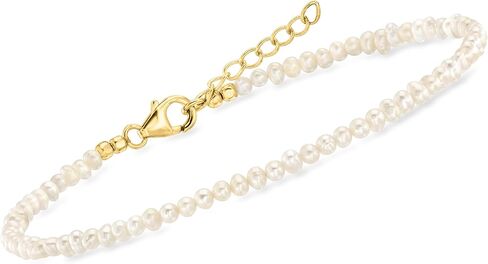 Ross-Simons 3-4mm Cultured Pearl Anklet in 18kt Gold Over Sterling. 9 inches in Kuwait