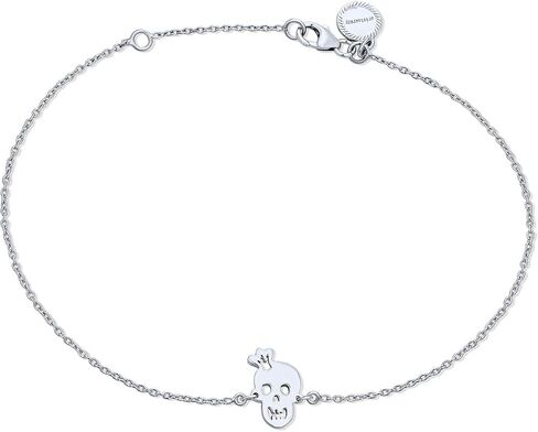 Bling Jewelry Whimsical Ankle Bracelet Heart Eyes Smiling Caribbean Pirate Charm Crown Skull Anklet For Women Teens Hot Wife .925 Sterling Silver Adjustable 9 To 10 Inch in Kuwait