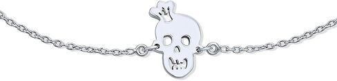 Bling Jewelry Whimsical Ankle Bracelet Heart Eyes Smiling Caribbean Pirate Charm Crown Skull Anklet For Women Teens Hot Wife .925 Sterling Silver Adjustable 9 To 10 Inch in Kuwait