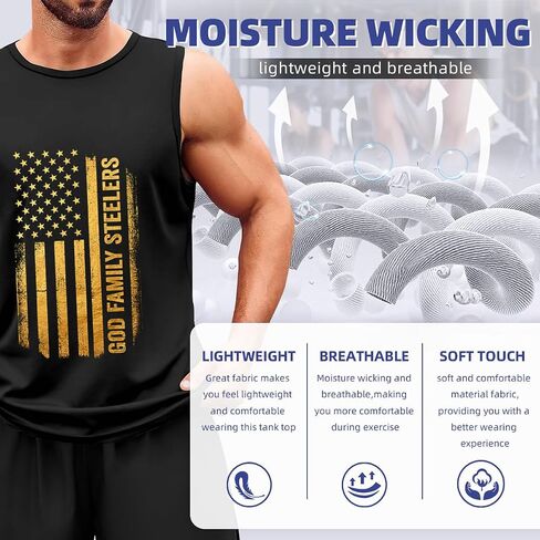 Men's Tank Top,God Family Steelers,Summer Undershirt Sleeveless Shirts Muscle Tops in Kuwait