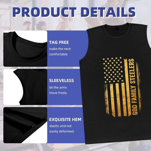Men's Tank Top,God Family Steelers,Summer Undershirt Sleeveless Shirts Muscle Tops in Kuwait