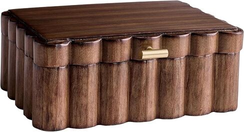 Scalloped Wooden Jewelry Storage Box – Multi-Functional Decorative Organizer for Elegance in Saudi Arabia