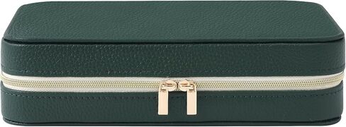 Genuine Leather Travel Jewelry Organizer Case Box with Mirror for Women, Small Mini Portable Jewelry Box for Ring Earrings Necklace Bracelet Luxury Gift for Women（Dark Green） in Saudi Arabia