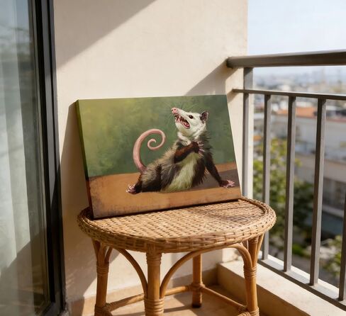 Funny Opossum Canvas Wall Art Humor Opossum Painting Picture Wall Decor Quirky Screaming Possum Animal Poster Print Artwork for Living Room Bedroom Home Office Home Decoration 12x16in in Saudi Arabia