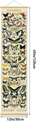 BAEMEFLE Vintage Flowers Poster Hanger Frame, Plant Floral Reference Chart Wall Decor Cottagecore Room Decor Aesthetic, Retro Style Wall Decor Art Painting Prints. (Long Butterfly, 48L x 12W) in Saudi Arabia