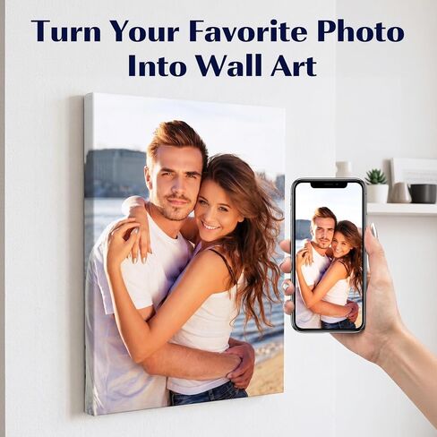 Customizable Photo Canvas Print with Deep Floating Frame - Personalized Gallery Wrapped Wall Art from Your Image - Beige Walnut Black White Options for Gifts (Framed, 11x14) in Saudi Arabia