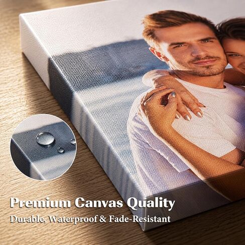 Customizable Photo Canvas Print with Deep Floating Frame - Personalized Gallery Wrapped Wall Art from Your Image - Beige Walnut Black White Options for Gifts (Framed, 11x14) in Saudi Arabia
