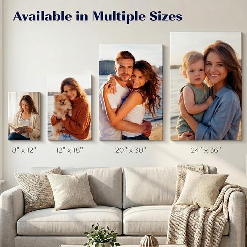 Customizable Photo Canvas Print with Deep Floating Frame - Personalized Gallery Wrapped Wall Art from Your Image - Beige Walnut Black White Options for Gifts (Framed, 11x14) in Saudi Arabia