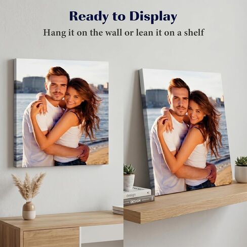 Customizable Photo Canvas Print with Deep Floating Frame - Personalized Gallery Wrapped Wall Art from Your Image - Beige Walnut Black White Options for Gifts (Framed, 11x14) in Saudi Arabia