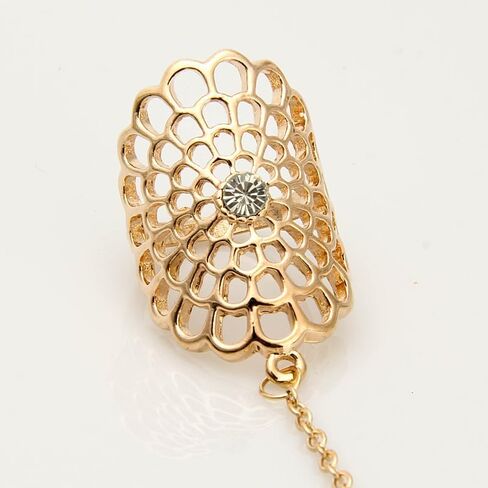 AIBFRID Gold Hand Chain Bracelet Ring for Women, Boho Finger Bracelet with Adjustable Chain, Floral Filigree Hand Jewelry, Beach Wedding Party Accessories Gift for Women in Saudi Arabia