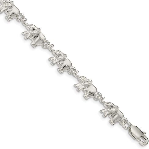 Solid Sterling Silver Elephants Bracelet in Kuwait