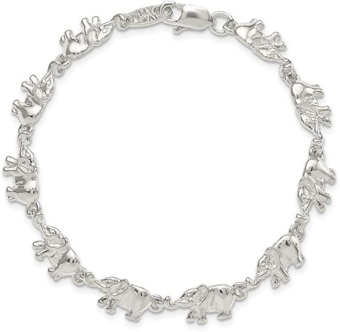 Solid Sterling Silver Elephants Bracelet in Kuwait