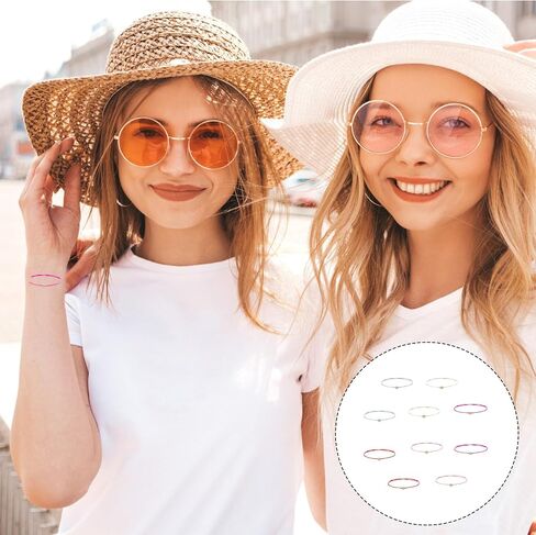 skrfren 10 حزمة أساور سلسلة القلب للنساء، سوار القلب قابل للتعديل مع قلوب الذهب الحبل الفتيات الخنصر وعد سوار للنساء الرجال، أساور الخيط الأحمر للفتيات أصدقاء الأسرة in Kuwait