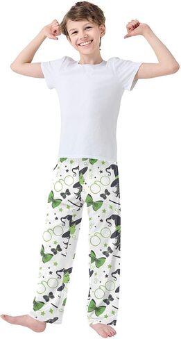 Pajama Pants Green Witch Magic Wand Bow Long Lounge Pj Pants Soft Pajama Bottoms Elastic Waist with Pockets in Saudi Arabia