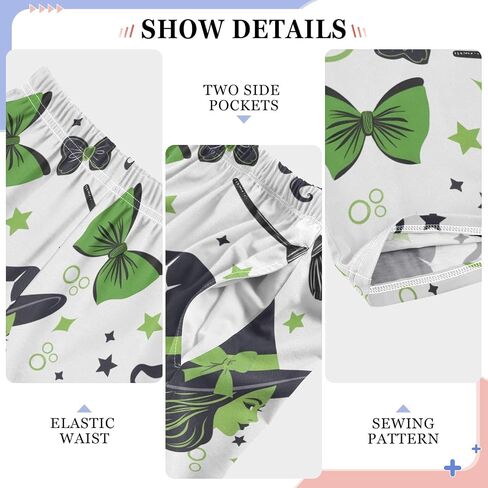 Pajama Pants Green Witch Magic Wand Bow Long Lounge Pj Pants Soft Pajama Bottoms Elastic Waist with Pockets in Saudi Arabia