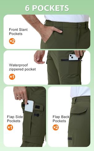 Men’s Hiking Pants Convertible Cargo Lightweight Quick Dry Waterproof Zip-Off Tactical Pants for Fishing Travel Climbing Work in Kuwait