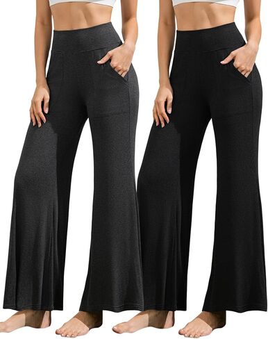 Womens Wide Leg Palazzo Pants Lounge Loose Elastic Waist Comfy Stretch Pull On Casual Flowy Flare Pants with Pockets in Saudi Arabia