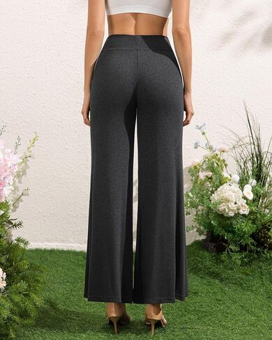 Womens Wide Leg Palazzo Pants Lounge Loose Elastic Waist Comfy Stretch Pull On Casual Flowy Flare Pants with Pockets in Saudi Arabia